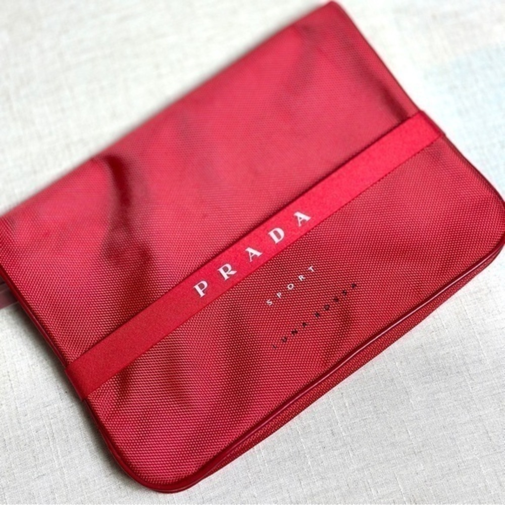AUTHENTIC Prada red cosmetics toiletries travel or sports bag - Picture 9 of 16